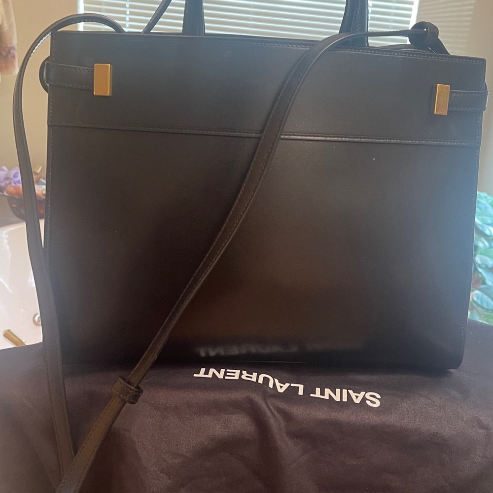 Saint Laurent Black Briefcase with Gold Accents - Picture 3 of 5